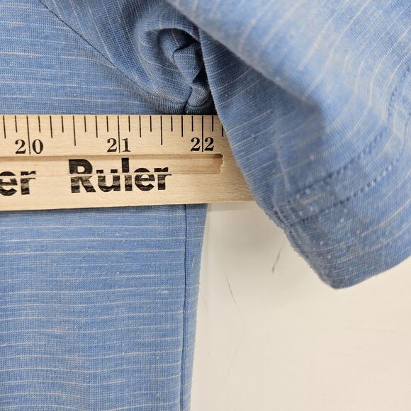 Travis Mathew Shirt Mens Large Polo Light Blue Preppy Casual Golf Striped - Picture 9 of 11